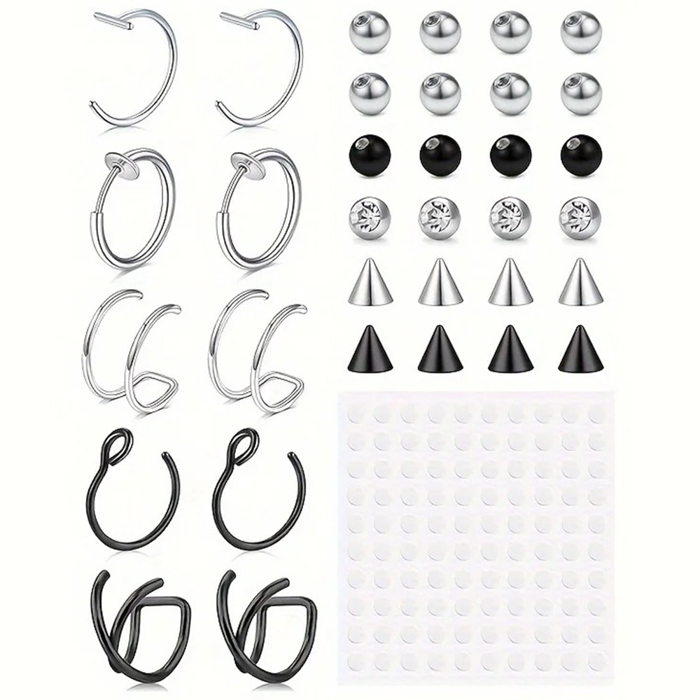 Body Jewelry Nose - Fake-Piercings, Fake-Lippenring, Fake-Nasenring, Fake-Schlangenbeißer, Fake-Augenbrauenpiercing, Ohrklemme,