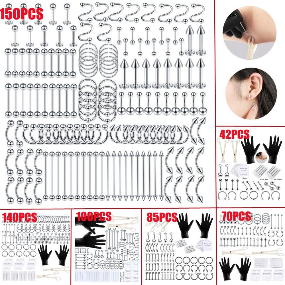 Body Jewelry Nose - 150/140/85/70/42-teiliges Körperpiercing-Set Schmuckwerkzeug Bauch Zunge Augenbraue