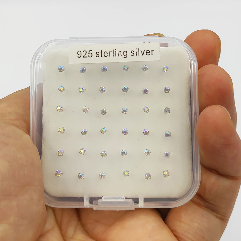 Body Jewelry Jewelry Box - Nasenstecker aus 925er-Sterlingsilber, 2,0 mm, klarer