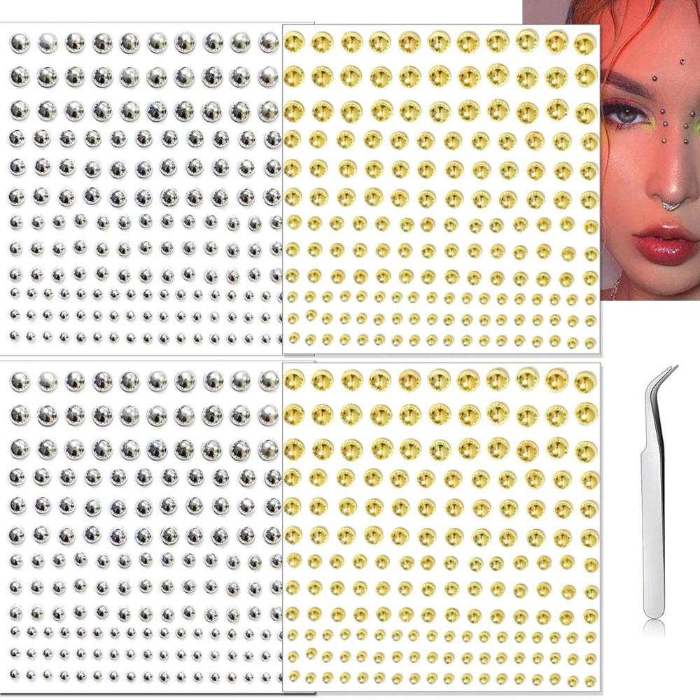 Body Jewelry Nose - 661-teiliges Set: Selbstklebende Gesichts- und Lippenpiercings,