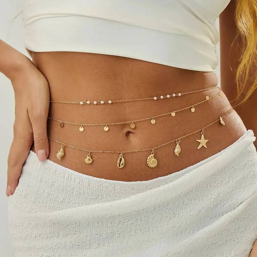 Body Jewelry Waist Chains - IngeSight.Z 3 Teile/satz Boho Seestern Conch