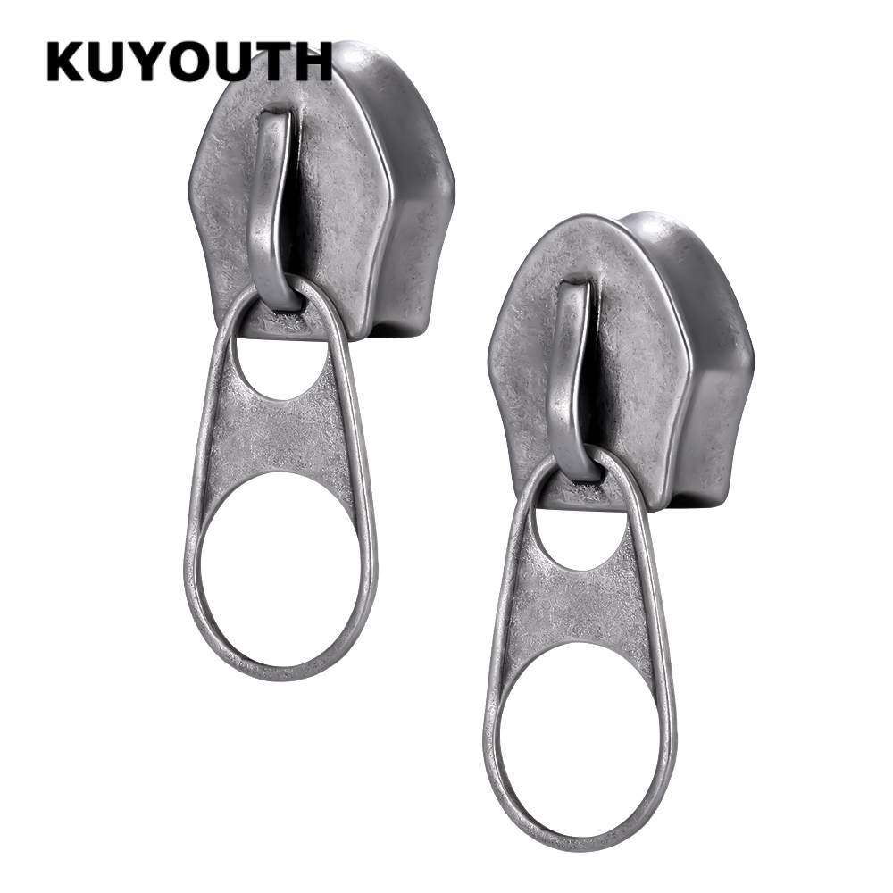 Body Jewelry Luxury - KUYOUTH 2PCS Retro Kupfer Reißverschluss Ohr