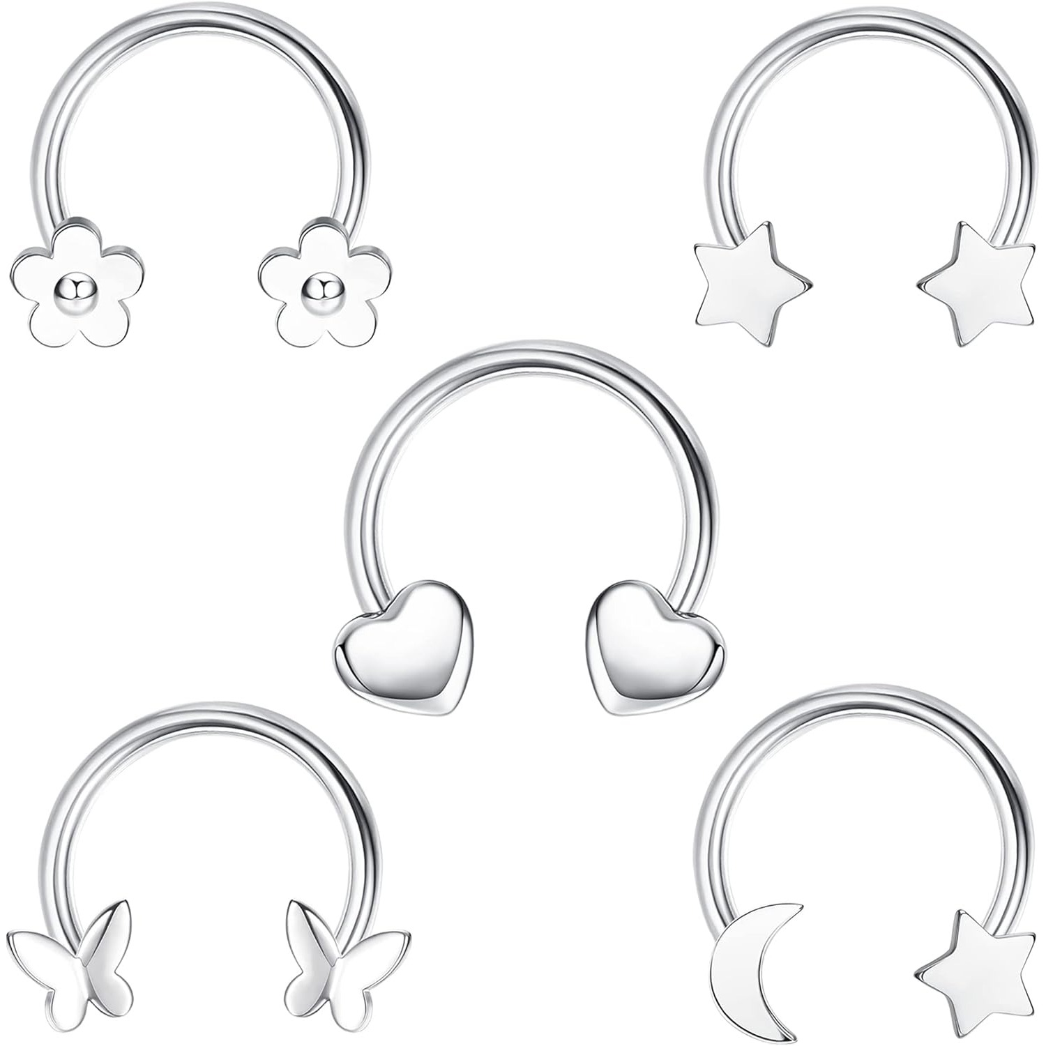 Body Jewelry Changing Kit - Drperfect 16G Edelstahl Septum Ring Set