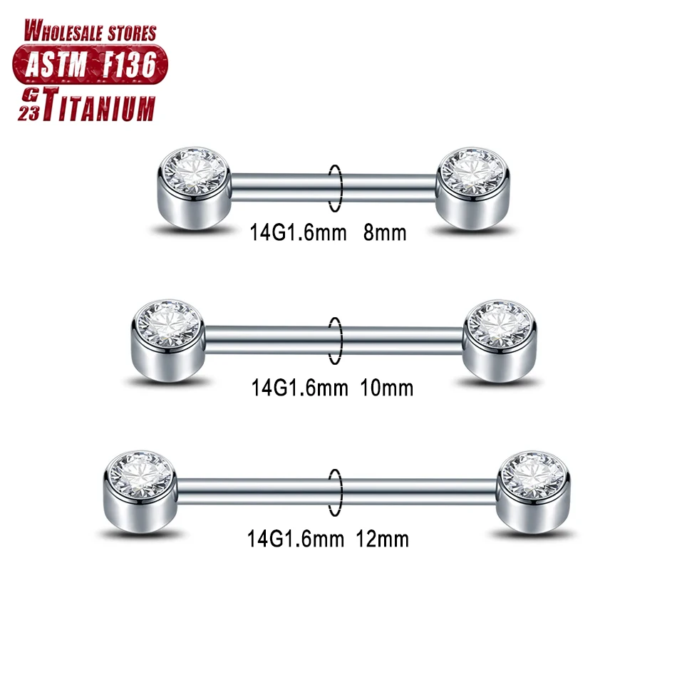 Body Jewelry Changing Kit - F136 Titan 14G Zirkon Nippel Barbell