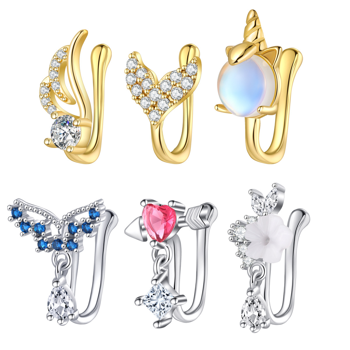Body Jewelry Nose - Fake Nasenpiercing-Schmuck, hochwertiges Kupfer mit CZ-Nasenmanschette,