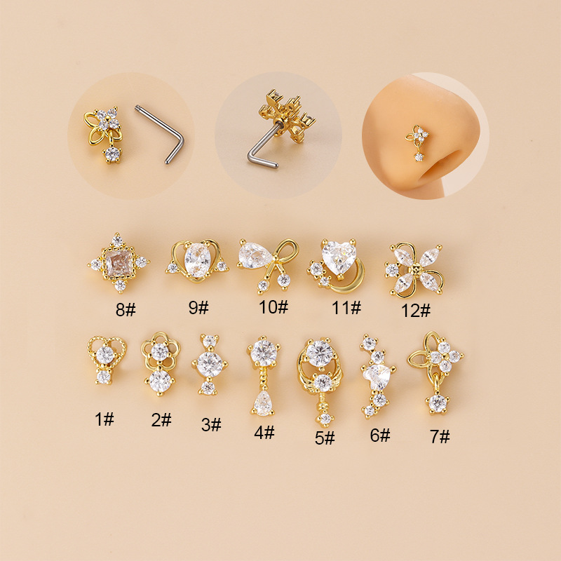 20G L-förmiger Kubischer Zirko – Body Jewelry Nose Bewertung und Preis