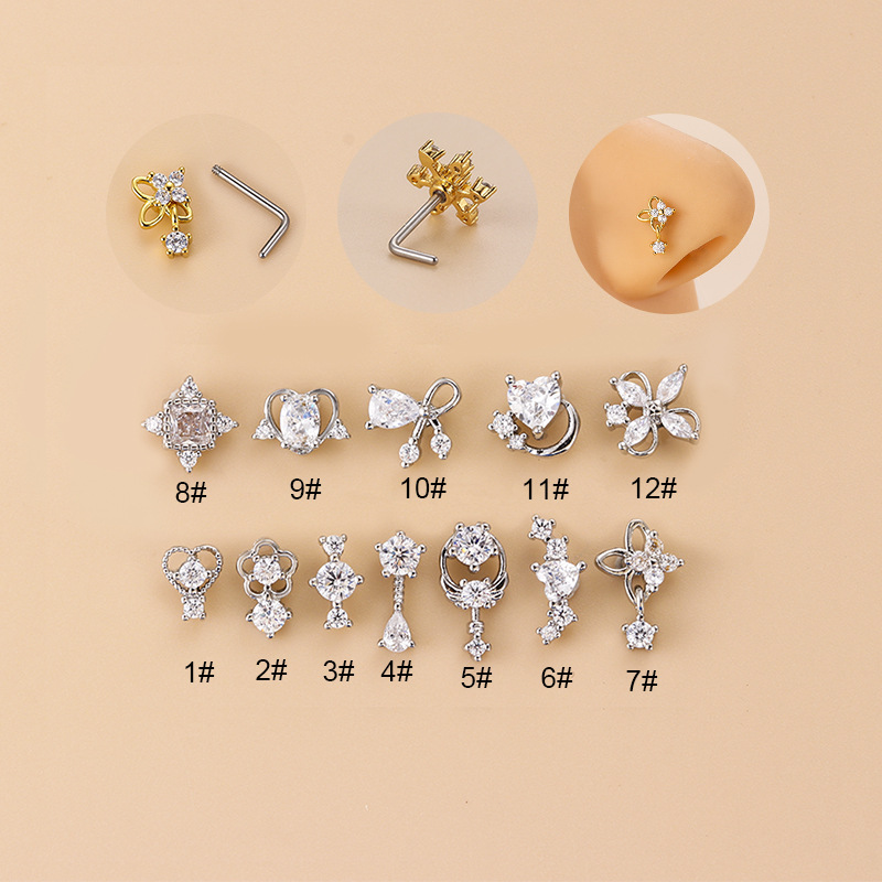 20G L-förmiger Kubischer Zirko – Body Jewelry Nose Bewertung und Preis