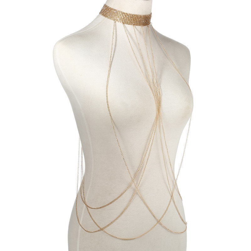 Gold Farbe Körper Kette Frauen – Body Jewelry Luxury Bewertung und Preis