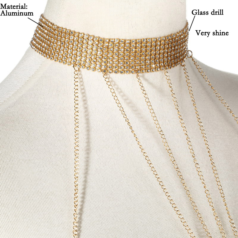 Gold Farbe Körper Kette Frauen – Body Jewelry Luxury Bewertung und Preis
